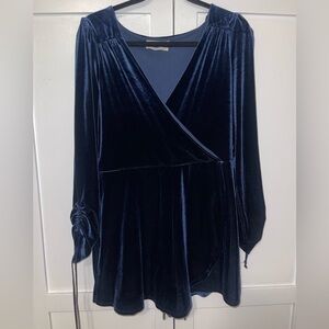 Urban Outfitters Blue Velour Romper